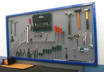 Armario perforado para herramientas: 1 cajón, 1 balda, 1 tablero de  trabajo, pared posterior cerrada
